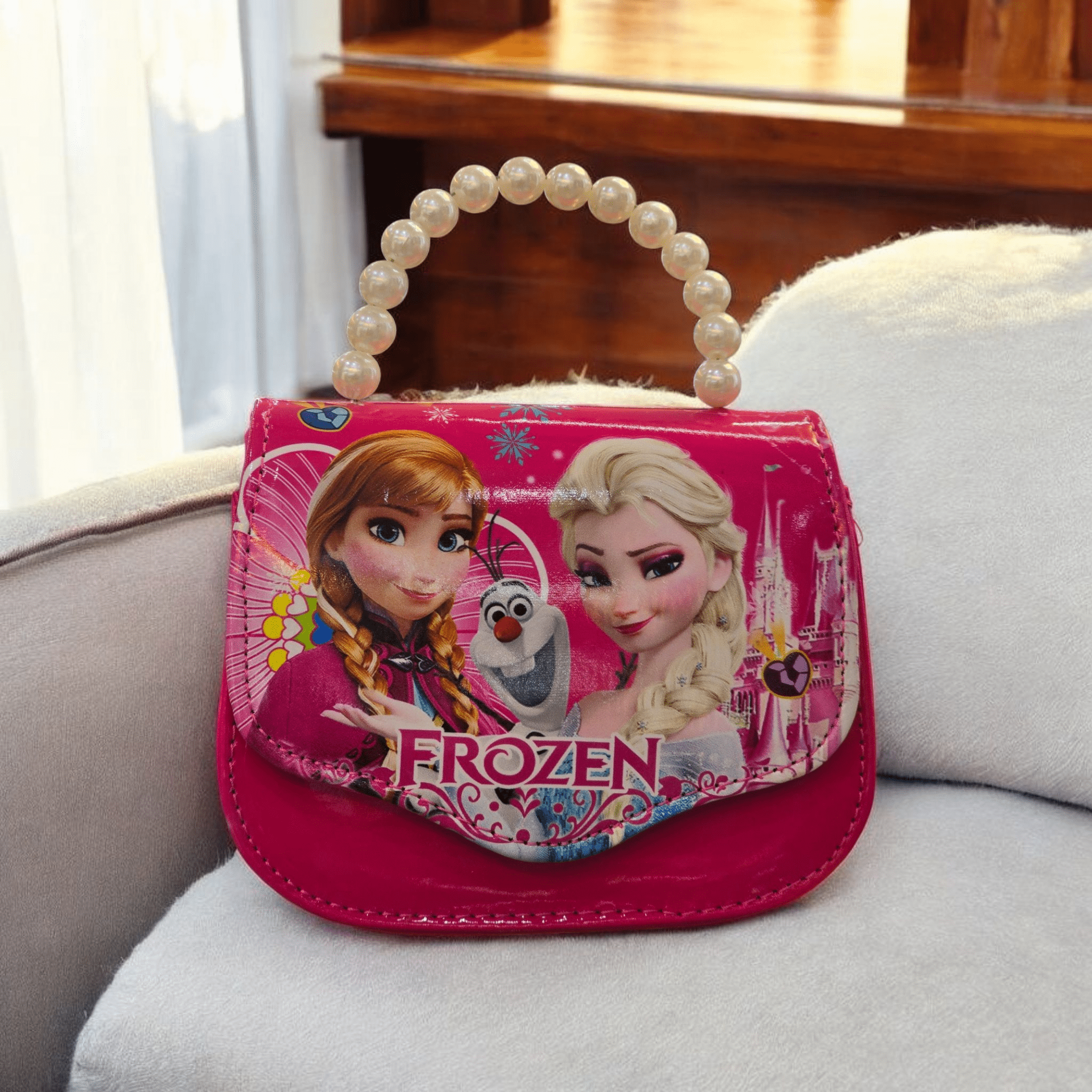 079# Whitesun Kids Handbag with Long Shoulder Strap – Waterproof Cartoon Birthday Gift for Girls 1–12 Years – Anna and Elsa Frozen handbag - Image 3