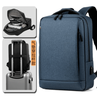 142# Whitesun Hp Slimfit laptop bag with USB cable college bag business backpack blue