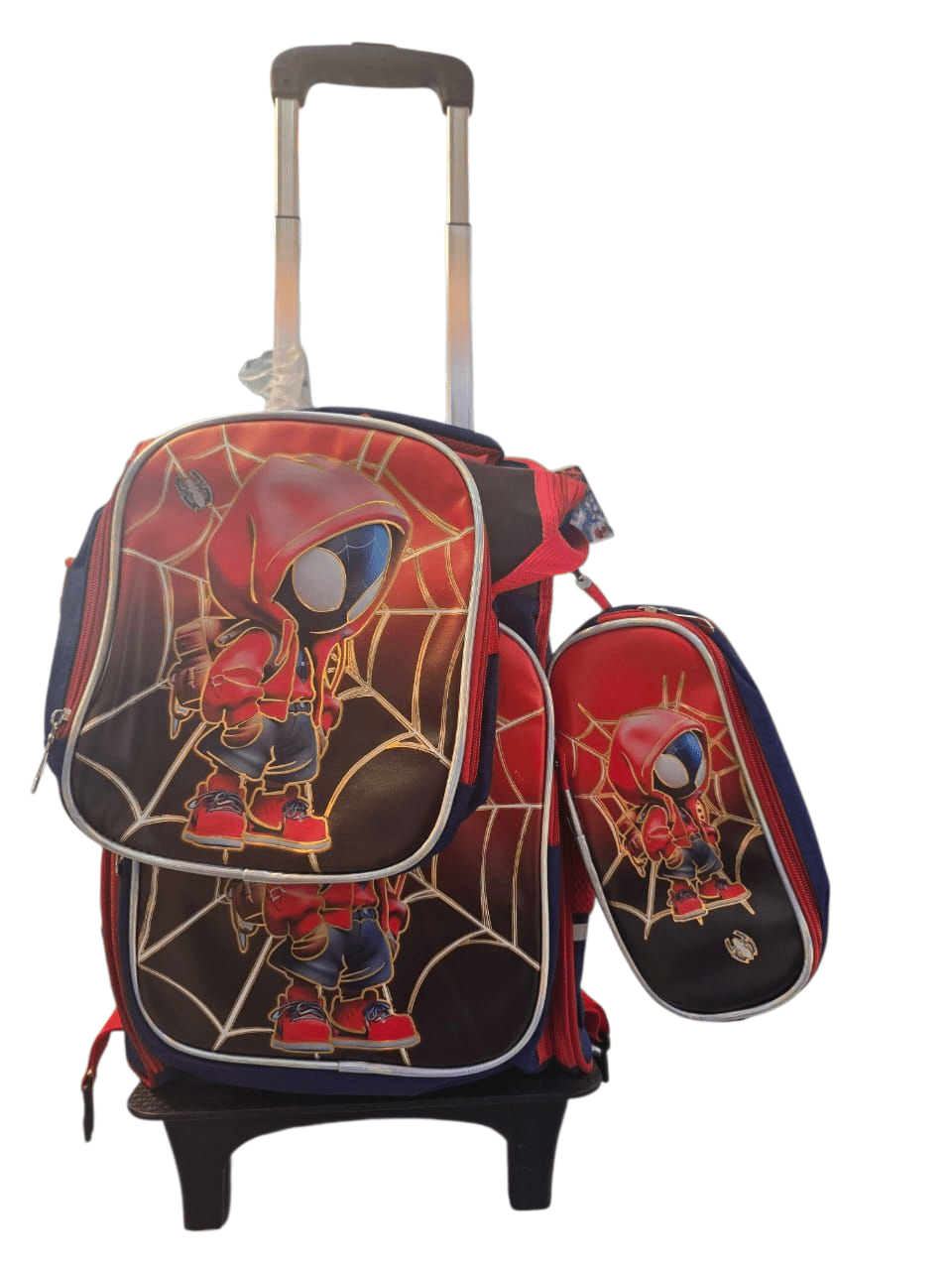 167# Whitesun 3in1 trolley school bag for boys spacious backpack insulated lunch bag pencil pouch and wheels spiderman bag - Image 4