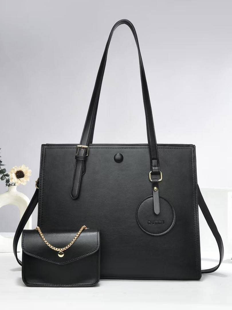 092# Whitesun Queen Pom 3in1 Black Medium size Heavy leather material handbag Valentine’s gift pack for women colleagues wife sister auntie grandmother girlfriend’s gift present