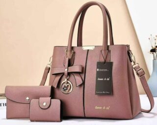 055# Whitesun Alligator 3in1 ladies handbag peach color leather handbag for women leather material Valentine’s gift for women mom sister auntie colleagues wife girlfriend anniversary gift mother’s day gift