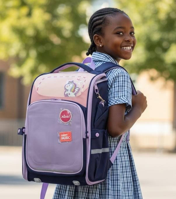 229# Whitesun Luxe Premium school bag Large capacity bag fit for girls with water bottle compartment birthday gift for daughter niece cousin granddaughter- Pink colour,,Navy blue and purple colour,, purple colour - Image 3