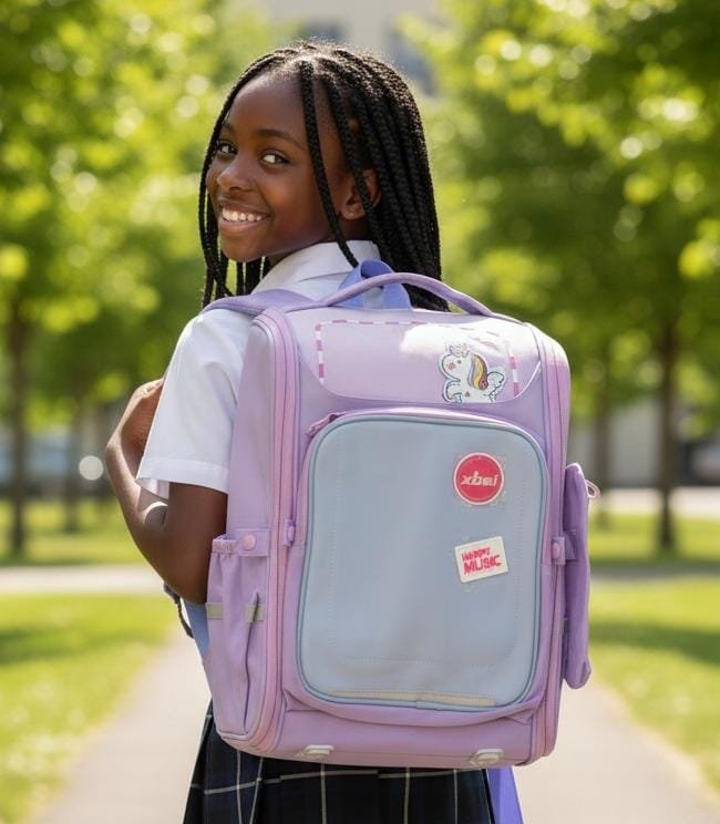 229# Whitesun Luxe Premium school bag Large capacity bag fit for girls with water bottle compartment birthday gift for daughter niece cousin granddaughter- Pink colour,,Navy blue and purple colour,, purple colour
