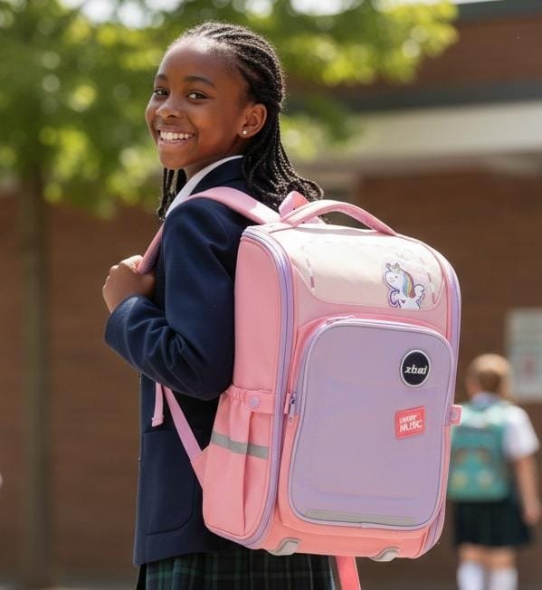 229# Whitesun Luxe Premium school bag Large capacity bag fit for girls with water bottle compartment birthday gift for daughter niece cousin granddaughter- Pink colour,,Navy blue and purple colour,, purple colour - Image 4
