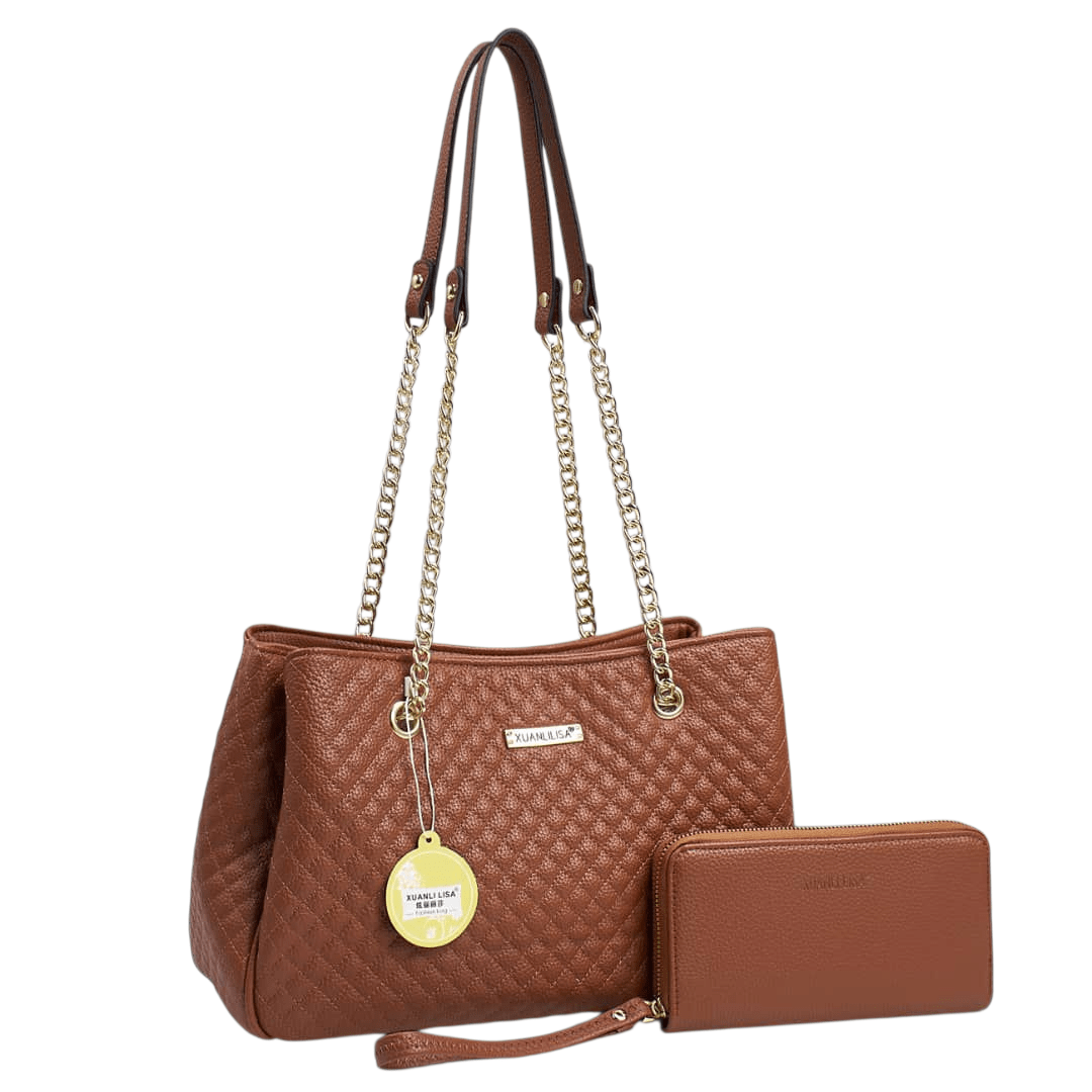 021# Whitesun 2in1 Oceania leather ladies handbag gift for women mom sister auntie colleagues wife girlfriend mother’s day gift – brown color