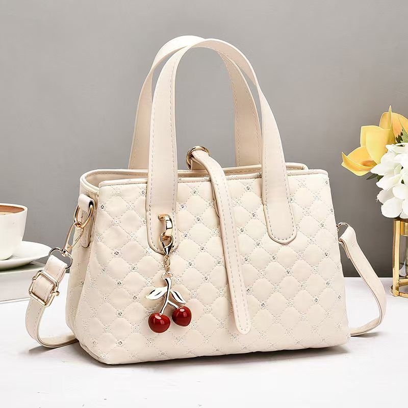 093# Whitesun Quilted Braided Luxe ladies handbag – Textured Carryall with Keychain Accent ideal Valentine’s Gift idea for wife mom sister auntie girlfriend