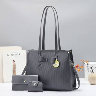 065# Whitesun Cute Bow 3in1 ladies handbag heavy contrast colors Valentine’s gift anniversary gift for wife mom sister auntie girlfriend cousin grandmother santa gift pack for colleagues and friends