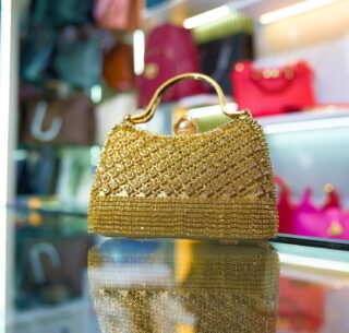 086# Whitesun Luxury gold purse Handbag for Women – Gold Frame Evening Purse with Chain Strap and Jeweled Clasp, Ideal Birthday or Anniversary Gift- Gold colour wedding bag