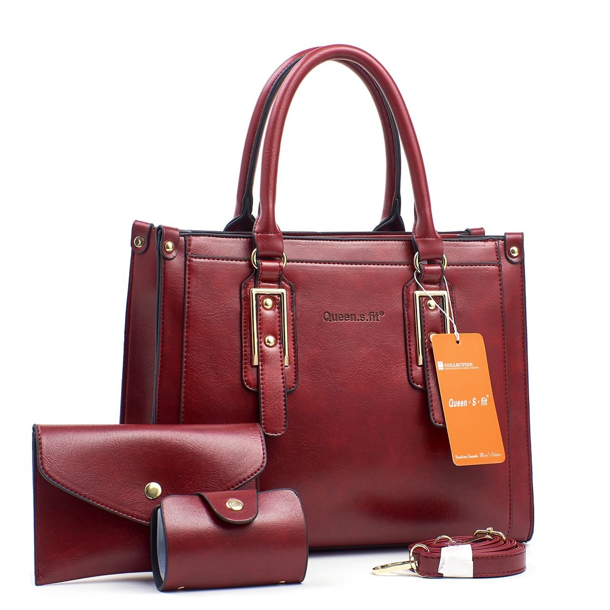 033# Whitesun 3in1 Queen Fit Buckle Ladies Handbag- ideal birthday gift anniversary gift and Valentine’s Day gift idea for wife mom sister auntie girlfriend cousin grandmother- Red Colour