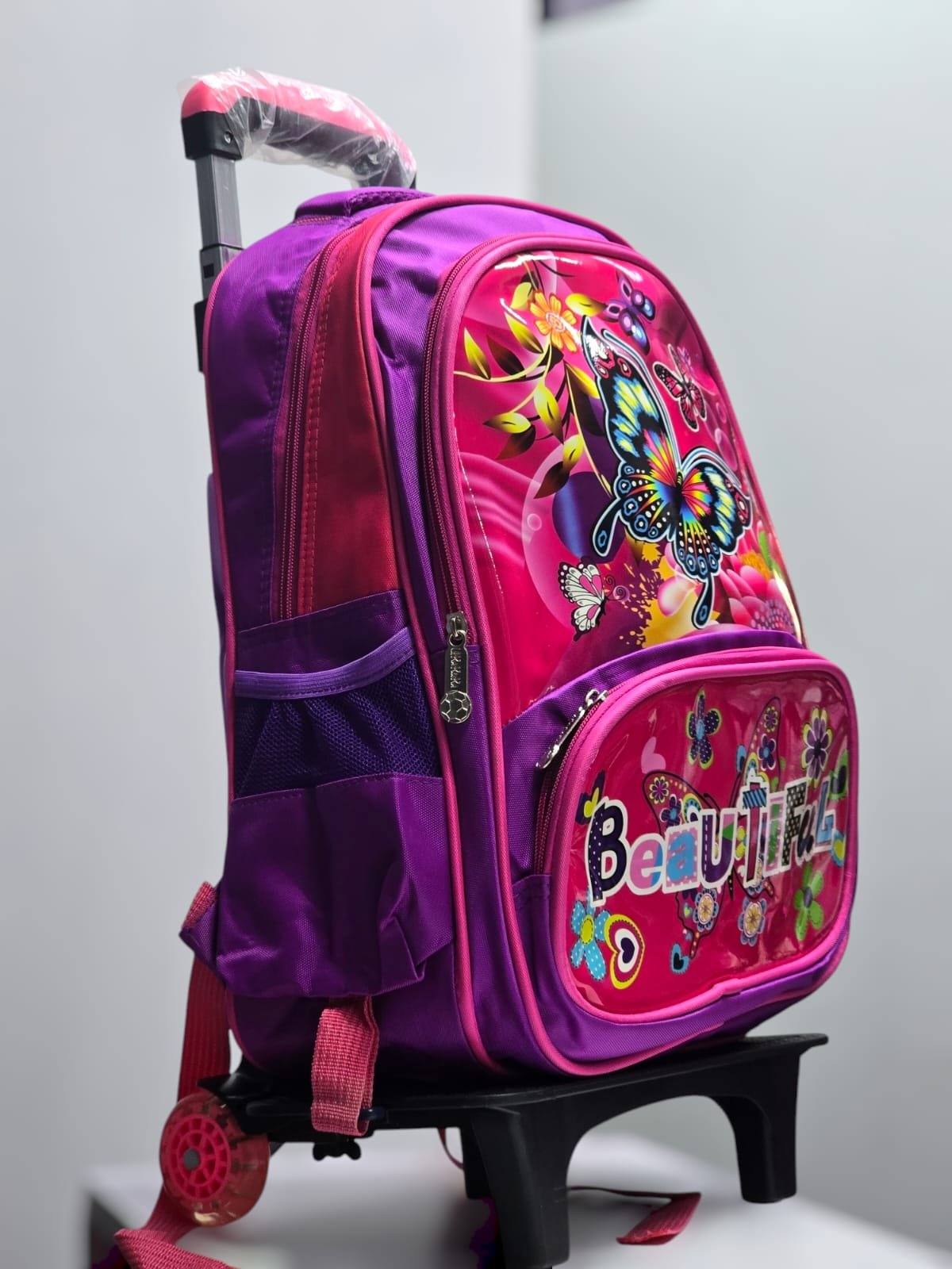 179# Whitesun Butterfly pink girls school trolley bag with wheels birthday gift for girls daughter niece friend - Image 3