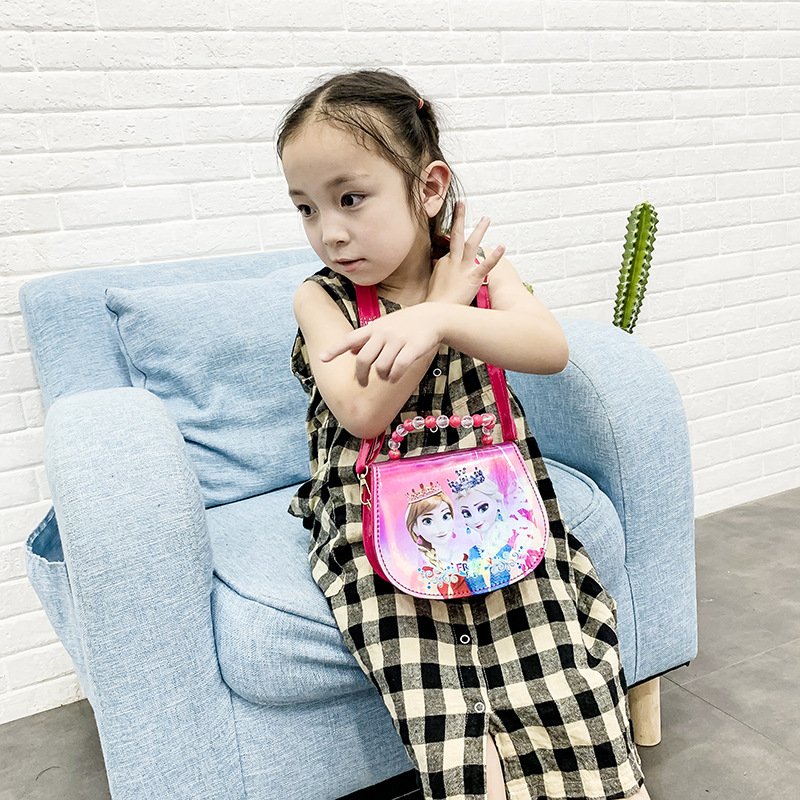 079# Whitesun Kids Handbag with Long Shoulder Strap – Waterproof Cartoon Birthday Gift for Girls 1–12 Years – Anna and Elsa Frozen handbag - Image 2