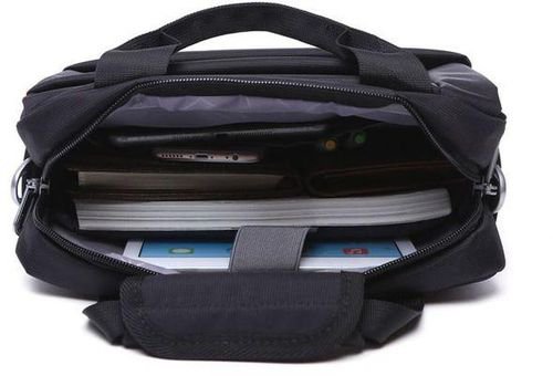 163# Whitesun Unisex Black Laptop Sidebag – Premium Multi-Compartment Work and Travel Bag with Dividers, Metal Hardware, and Water-Resistant Finish 14 inch size - Image 3