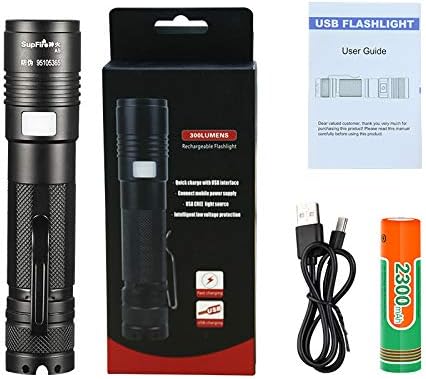 SupFire Tactical Flashlight Waterproof 300 Lumens 5 Modes 3W USB Rechargeable Torch A5 For Hikng - Image 10