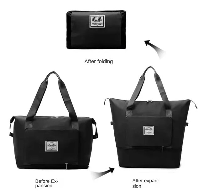 254# Whitesun Expandable duffel black ladies duffel bag big duffel bag medium size - Image 3