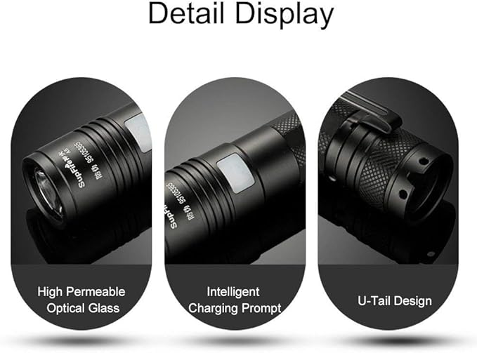 SupFire Tactical Flashlight Waterproof 300 Lumens 5 Modes 3W USB Rechargeable Torch A5 For Hikng - Image 7