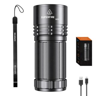 SuperFire Flashlight Rechargeable Super Bright,6000 Lumen Flashlight,LED Lights with Zoomable & 5 Modes,Powerful Handheld Flash Lights for Emergencies, Camping,Outdoor, Water Resistant