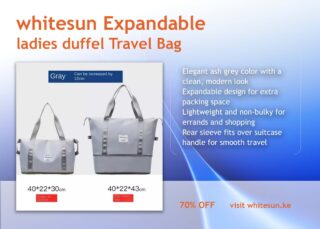 255#whitesun Expandable duffel Ladies grey travel duffel bag medium size gift for women