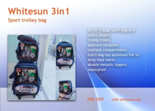 166# Whitesun 3in1 Sport trolley bag backpack lunch bag and pencil pouch