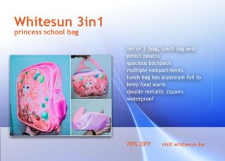 165# Whitesun 3in1 princess school bag lunch bag and pencil pouch