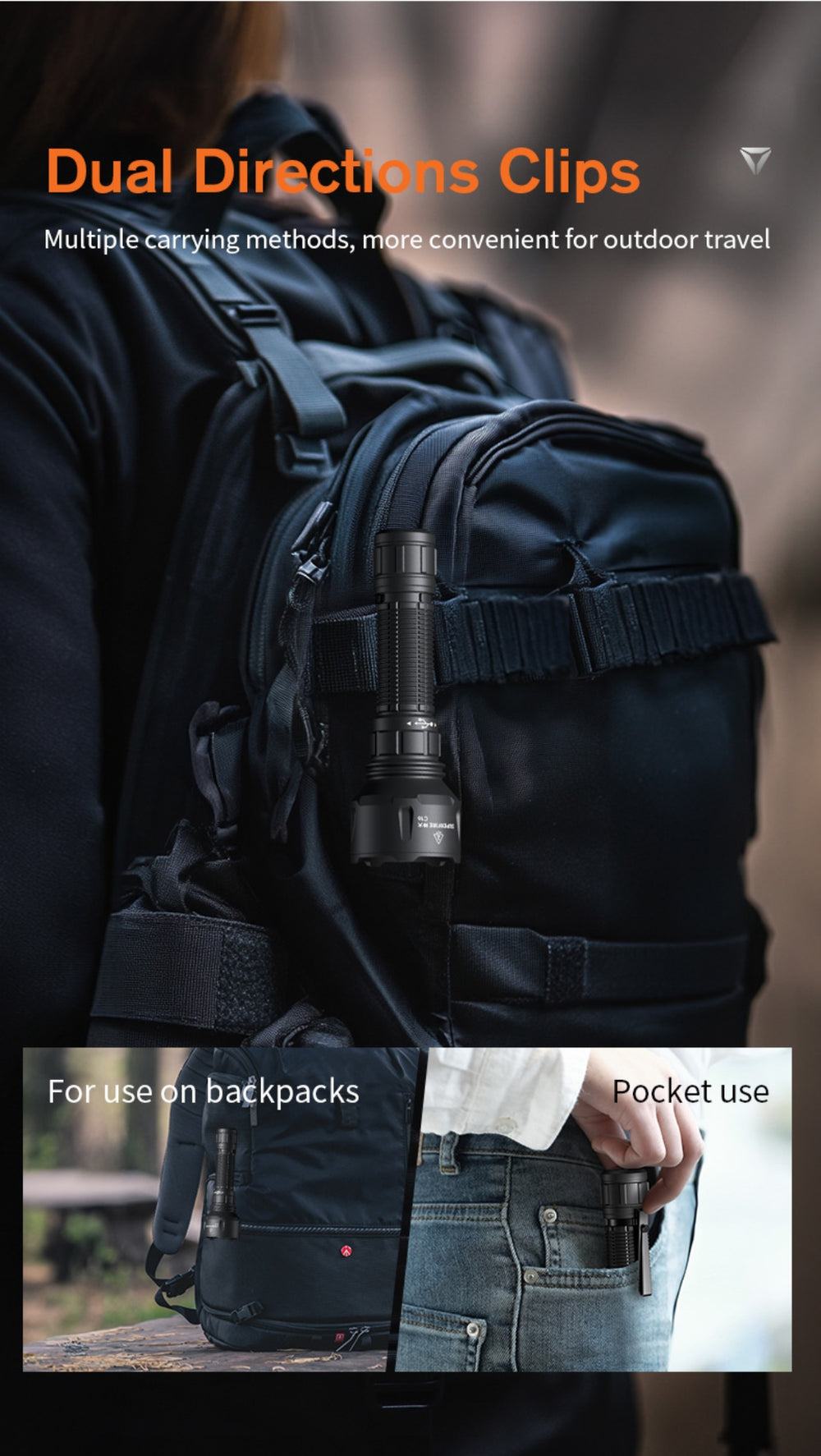 SUPERFIRE C16 Long-Range LED Flashlight | 2700LM, 500m Beam, Rechargeable - Image 12