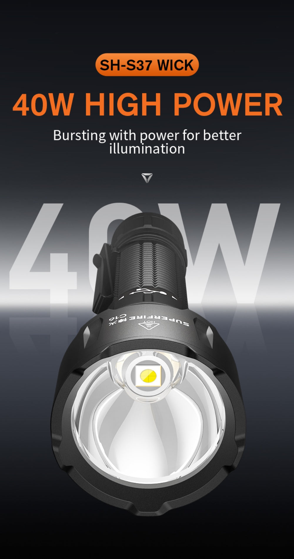SUPERFIRE C16 Long-Range LED Flashlight | 2700LM, 500m Beam, Rechargeable - Image 6
