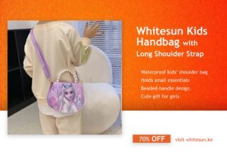 081# Whitesun Kids Handbag with Long Shoulder Strap – Waterproof Cartoon Birthday Gift for Girls 1–12 Years – Anna Frozen Purple handbag