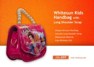 084# Whitesun Kids Handbag with Long Shoulder Strap – Waterproof Cartoon Birthday Gift for Girls 1–12 Years – Princess hot pink handbag