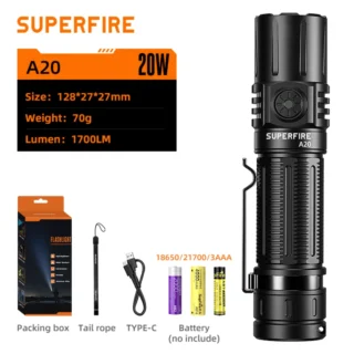 SUPERFIRE A20 Tactical Super Bright Flashlight