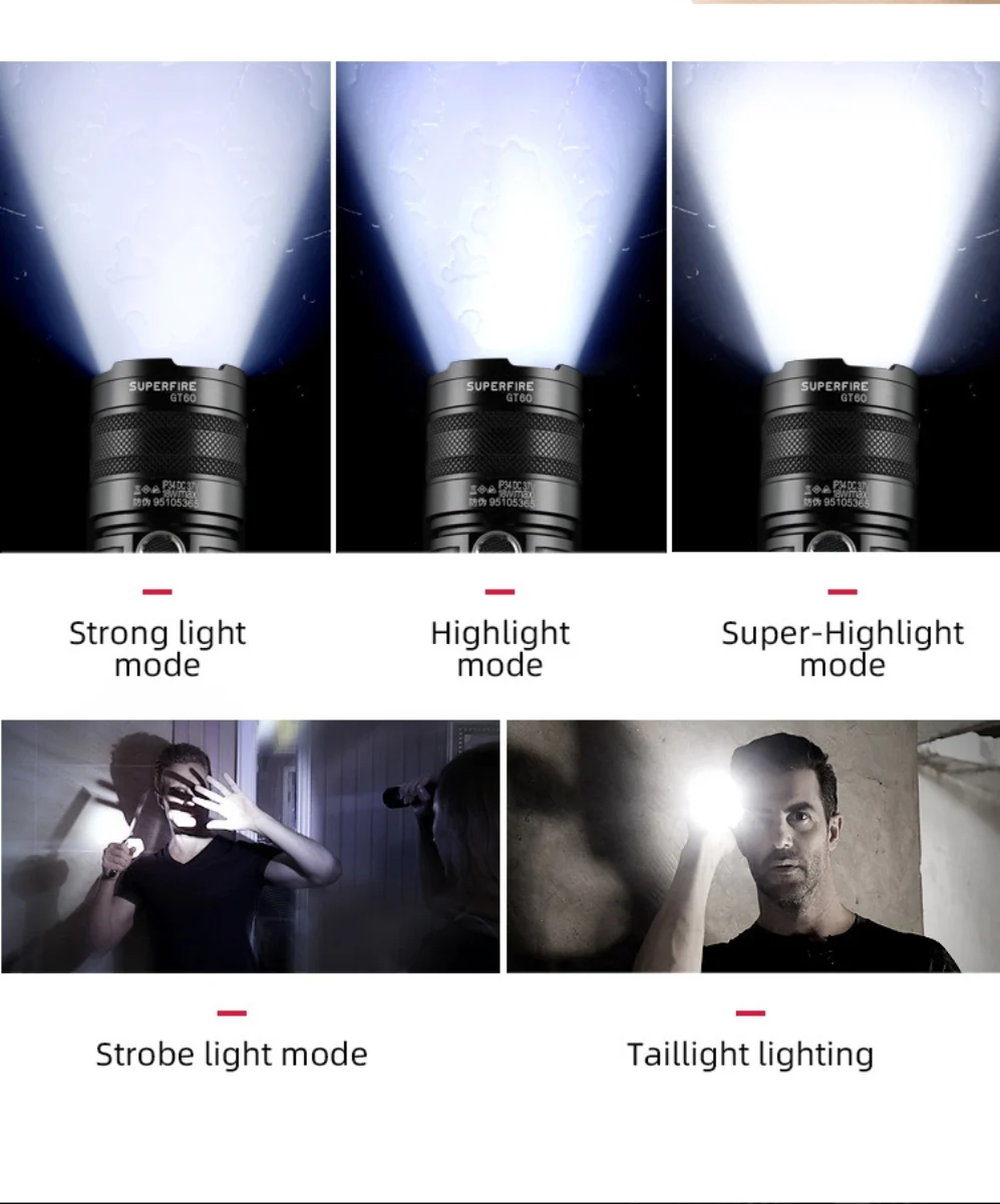 SUPERFIRE GT60 Zoom high power flashlight - Image 6