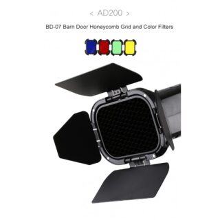 Godox BD-07 Barn door grid and gels set for AD200