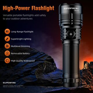 SUPERFIRE L16-H 15W High Power LED Flashlights Strong Light Rechargeable 5 Modes Outdoor Camping Emergency