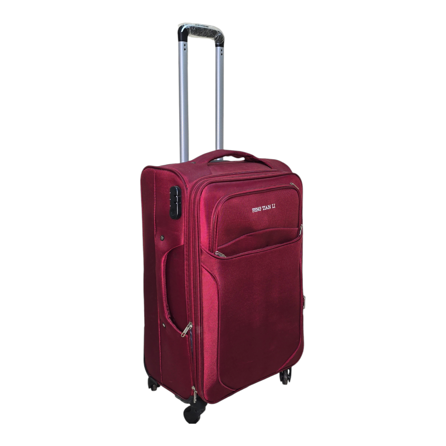 258# Whitesun Fabric Maroon medium size fabric travel suitcase one week travel rolling luggage bag - Image 2