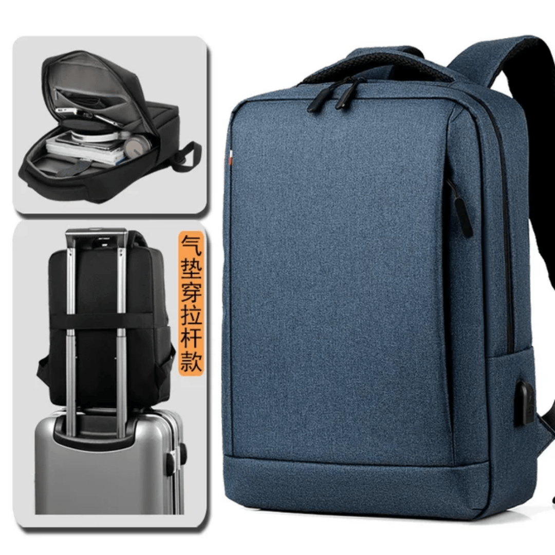 260# Whitesun Hp Slimfit laptop bag with USB cable college bag business backpack blue - Image 5