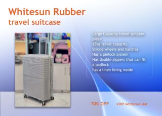 259# Whitesun Rubber Large silver grey light Rubber travel suitcase with wheels 25 kg rolling luggage bag with trolley ideal gift for your travel buddy