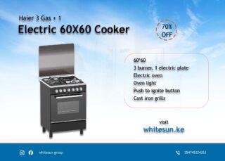 Haier 3 Gas + 1 Electric 60X60 Cooker with Electric Oven - HCR2031EED1