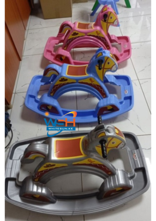 Plastic Rocking Horse, Pink/Blue/Grey, Suitable For 12yrs Childern (Depending On Weight)