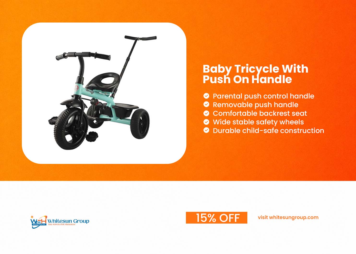 Baby Tricycle With Push On Handle