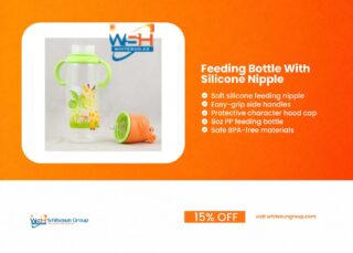 Feeding Bottle With Silicone Nipple, Character Hood, Cap With Handle 8Oz Jungle Buddies Pp, Silicone