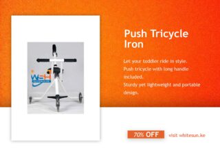 Push Tricycle Iron With Long Handle Iron White