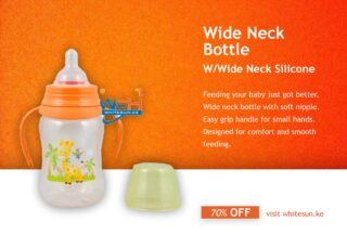Wide Neck Bottle W/Wide Neck Silicone Nippl, 8Oz.Easy Grip,Hood,Cap With Handle Jungle Buddies Pp, Silicone, Tpr