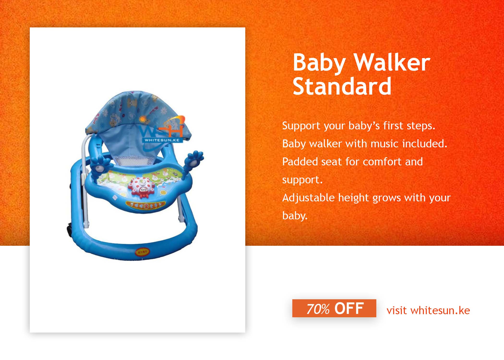 Baby Walker Standard With Music Blue/Pink