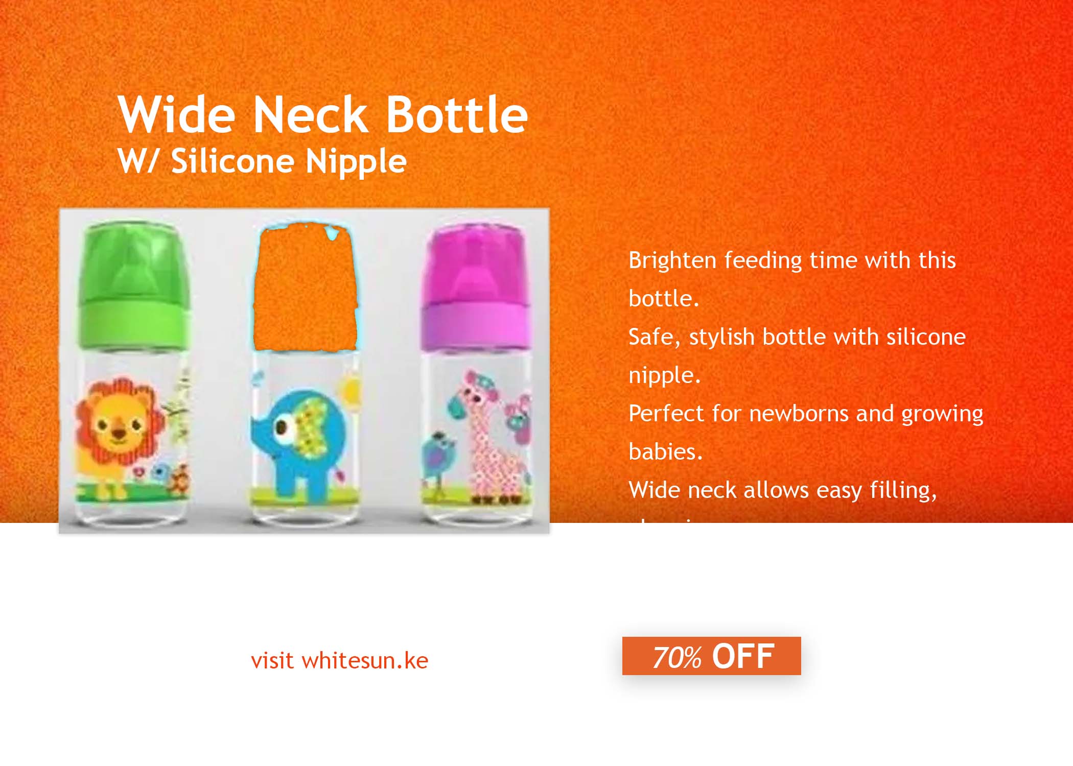 Wide Neck Bottle, W/ Silicone Nipple And Star Hood 8Oz Jungle Buddies
