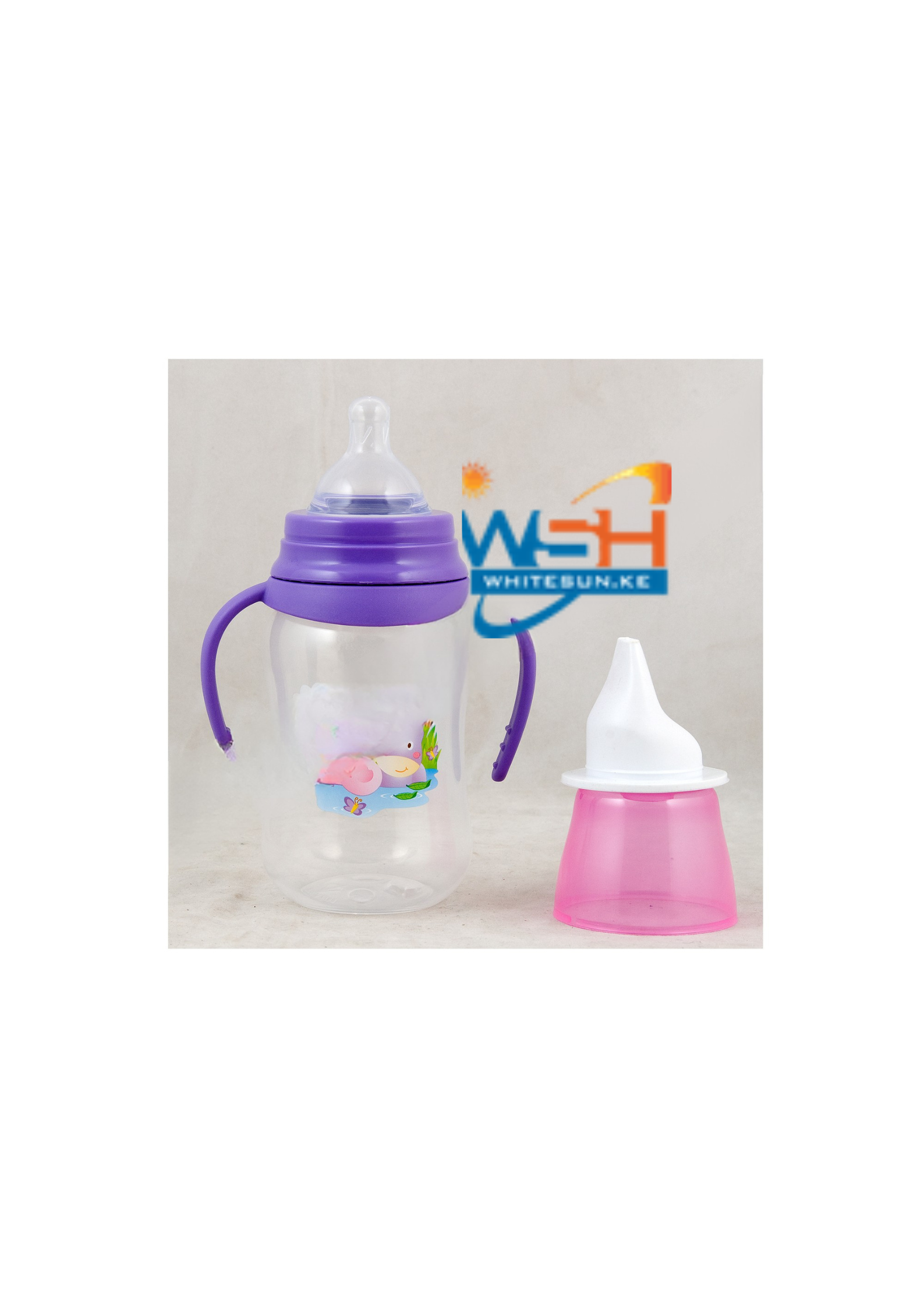 Easy Grip Wide Neck Bottle With Wide Neck Silicone Nipple, Hood, Cap With Handle With Tpr Spout 8Oz Jungle Buddies Pp, Silicone, Tpr - Image 2