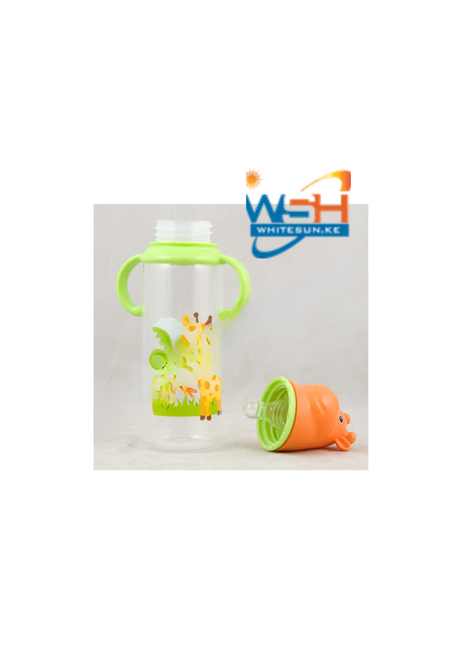 Feeding Bottle With Silicone Nipple, Character Hood, Cap With Handle 8Oz Jungle Buddies Pp, Silicone - Image 2