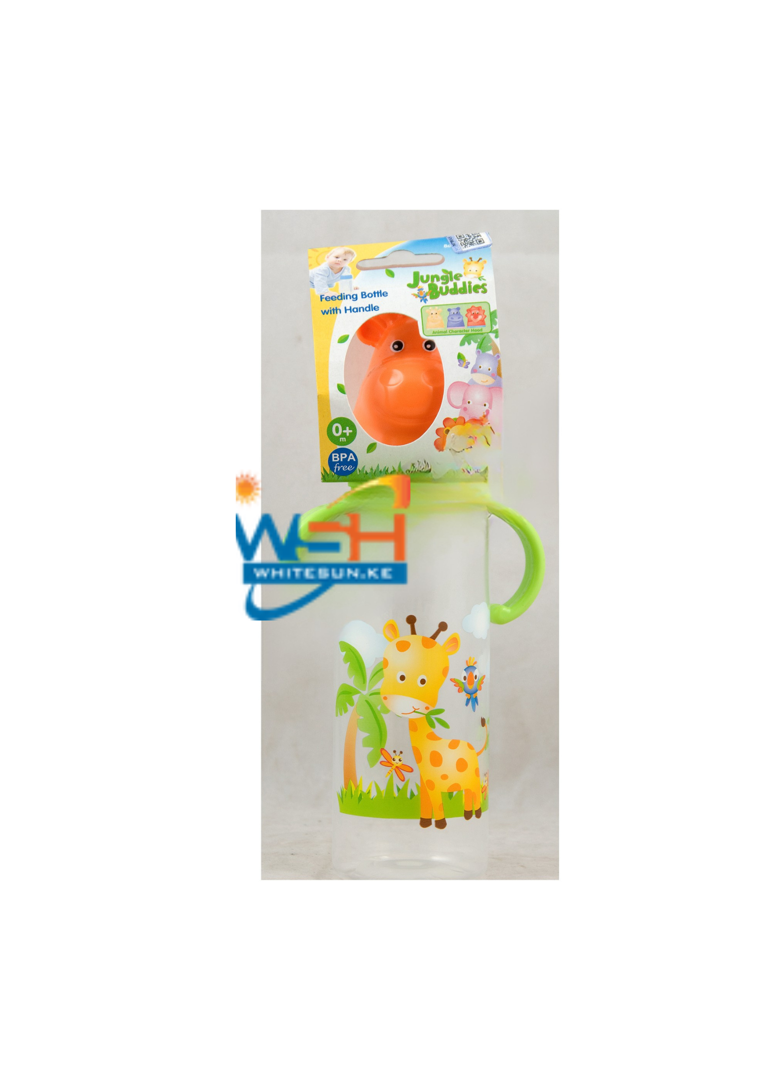 Feeding Bottle With Silicone Nipple, Character Hood, Cap With Handle 8Oz Jungle Buddies Pp, Silicone - Image 3