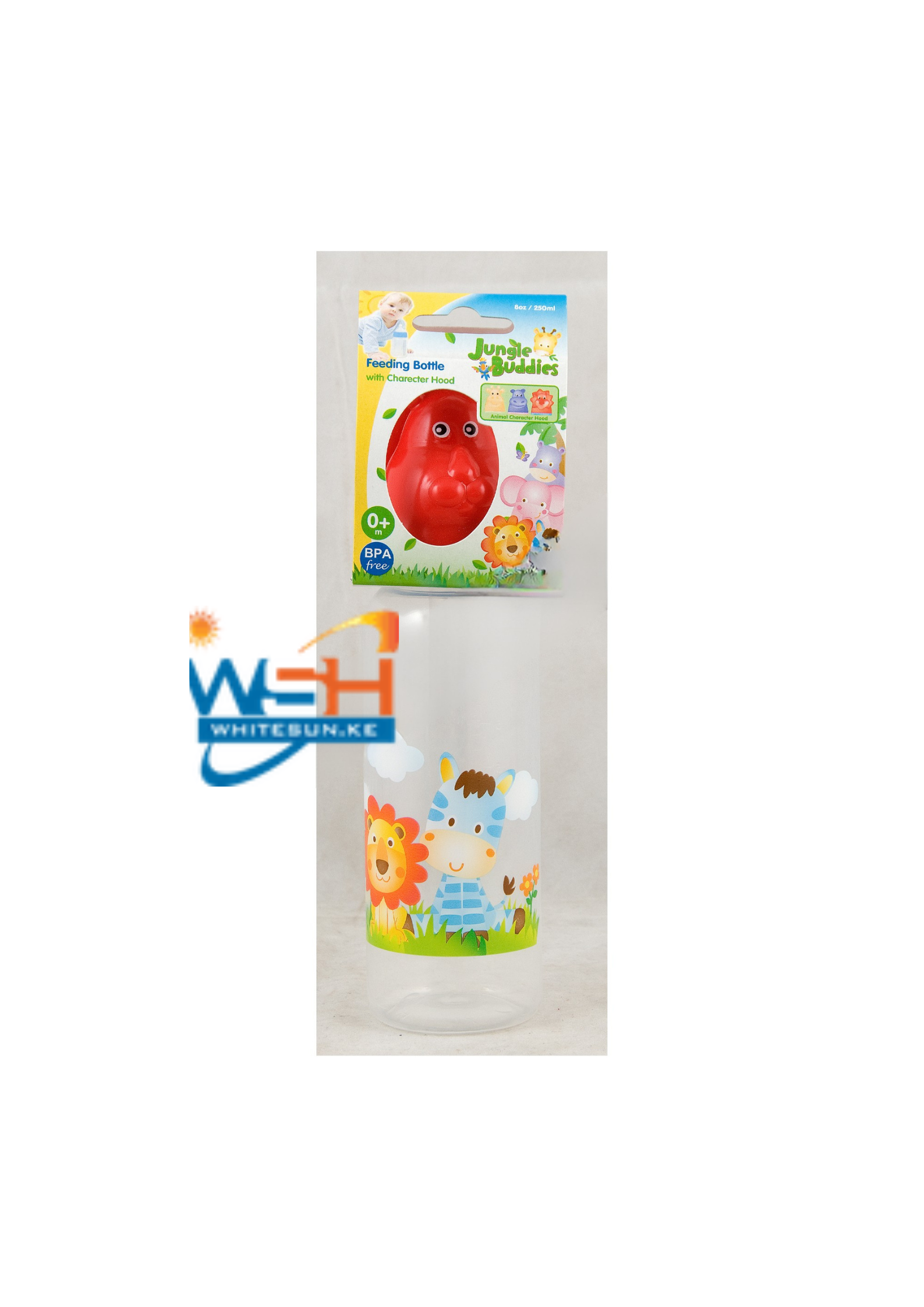 Feeding Bottle With Silicone Nipple, Character Hood, Cap 8Oz Jungle Buddies Pp, Silicone - Image 2