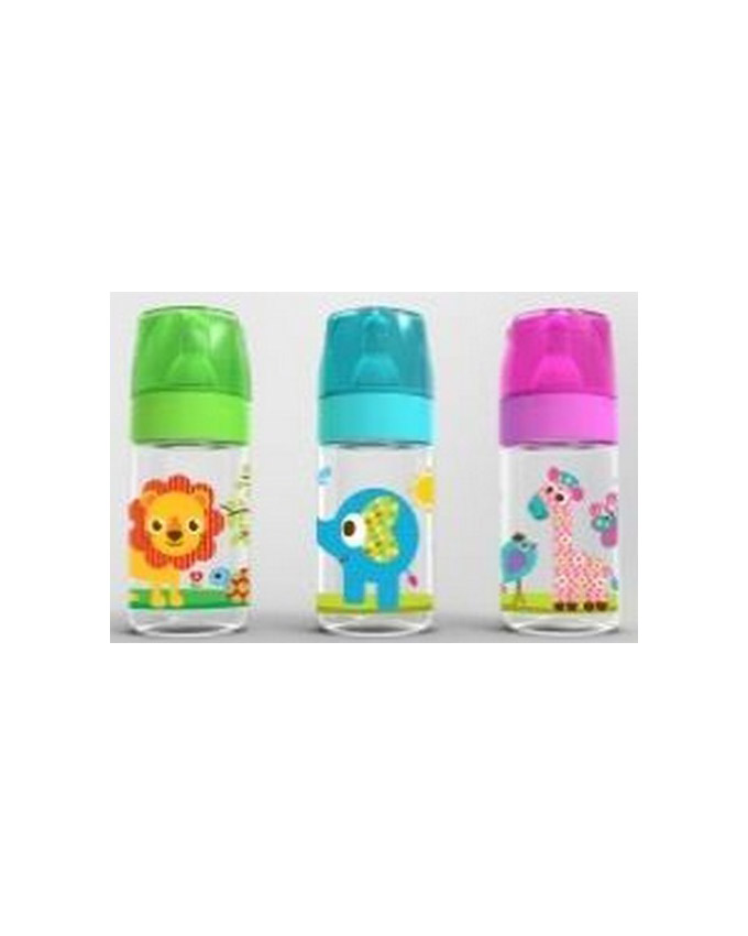 Wide Neck Bottle, W/ Silicone Nipple And Star Hood 8Oz Jungle Buddies - Image 2