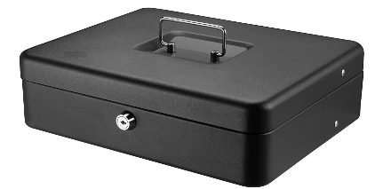 CASH BOX WITH HANDLE SIZE 30*24*9CM 12", Available Color Black / White
