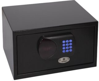 HOTEL SAFE DIGITAL ELECTRONIC LOCK, FOR LAPTOPS, THICKNESS:2/5MM MODEL: TSW/4H ? SIZE: 200 X 405 X 410 DIGITAL + MOTOR, BLACK  COLOR WEIGHT: 14.5KGS H 200 X W405 X D410