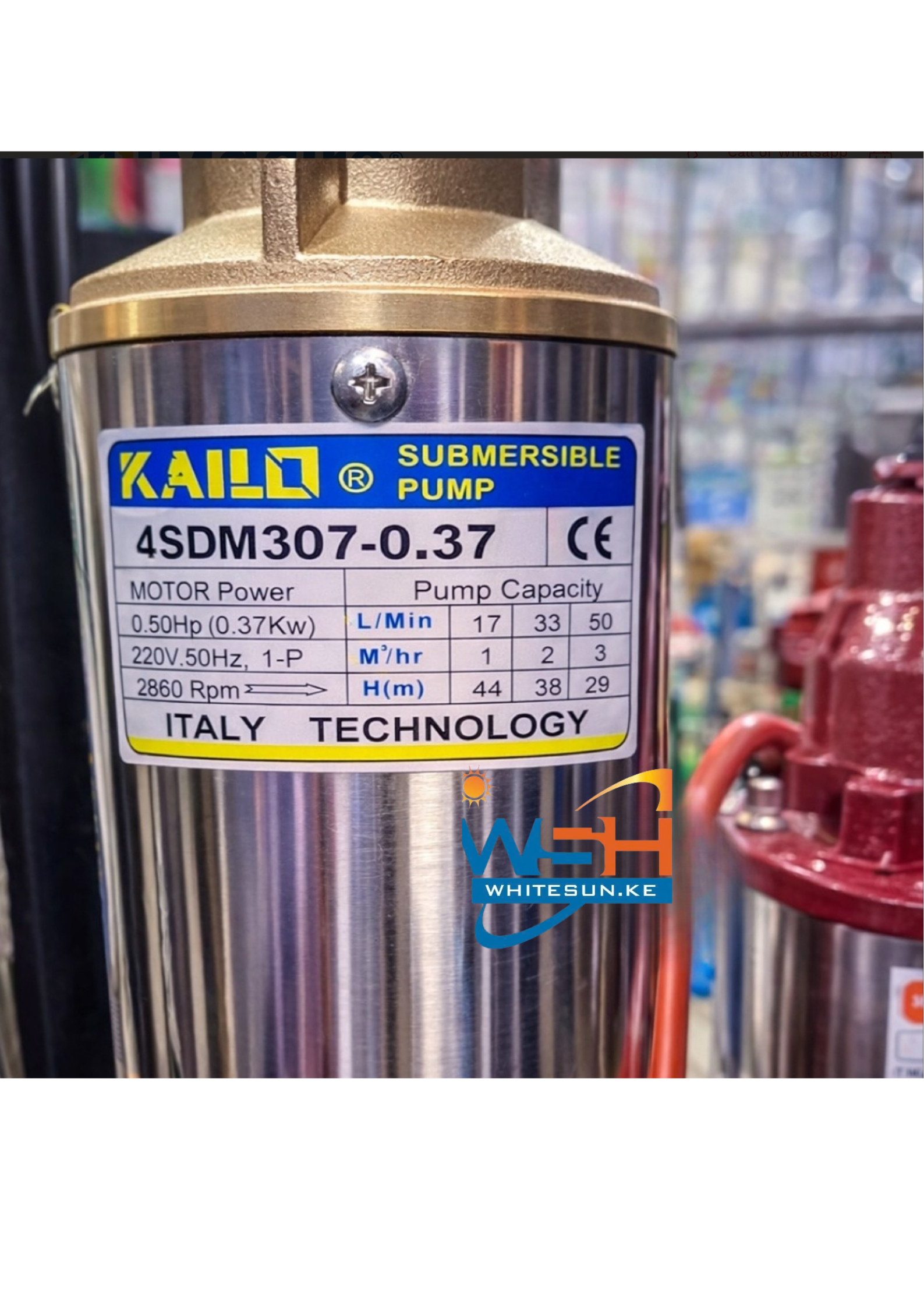 1.5kW Kailo KSP-20 Borehole Submersible Water Pump -140m Head - Image 5
